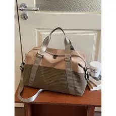 Bolsa de viagem portátil de curta distância, grande capacidade, masculina, feminina, xadrez, separação seca e molhada, e