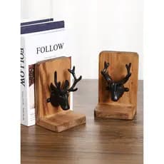 Criativo cabeça de cervo madeira maciça Desktop bookends bookends defletores ornamentos decorativos Vertical livro clipe