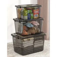 Caixa de armazenamento de mesa de plástico grande capacidade transparente caixa de armazenamento doméstico lanche brinqu