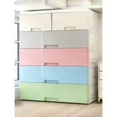 Armário de armazenamento engrossado, grande capacidade, plástico doméstico, lanche, guarda-roupa infantil, Multi-Lay