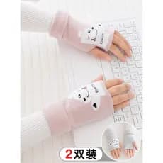 Luvas de meio dedo inverno feminino quente sem dedos bonito estudante inverno escrita sem dedos masculino estilo fino cr