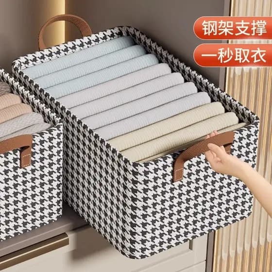 Caixa de armazenamento de roupas cesta de armazenamento dormitório guarda-roupa calças armazenamento em camadas ferramen
