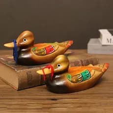 Um par de ornamentos de pato mandarim, decorações de casamento chinesas, escultura em madeira, presentes de casamento, p