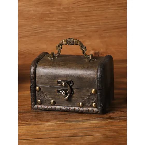 Retro caixa de armazenamento de mesa de madeira portátil pequena caixa de tesouro sala secreta escapar evidência busca a