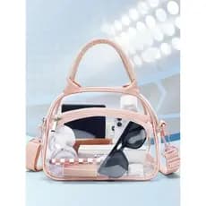 Simples moda transparente maquiagem saco de higiene pessoal viagem Carry-on saco de compras bolsa de ombro Fitness saco