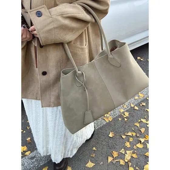 Bolsa Tote feminina de um ombro, grande capacidade, 2026, nova lã de pele de veado, leve, portátil, axilas, bolsa de via
