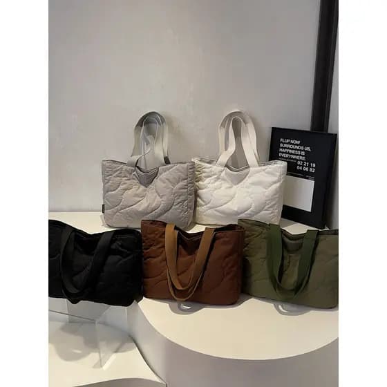 Sacola de roupas de algodão moda bordado linha Design All-Match Commuter coreano simples trabalho bolsa de ombro mão-tra