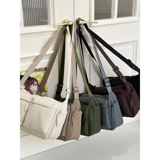 Bolsa mensageiro Casual japonesa, bolsa de ombro de grande capacidade para computador, bolsa de ombro esportiva com vári