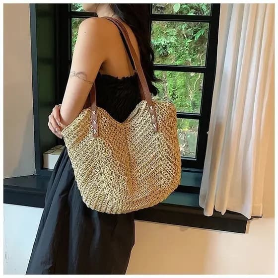 Novo estilo crochê cauda de andorinha saco de palha mão-malha saco à beira-mar férias estilo praia saco feminino malha s