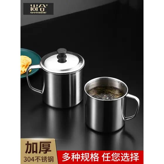 Copo de boca de aço inoxidável 304, com tampa, copo de água para jardim de infância, copo pequeno com alça, tanque de ch