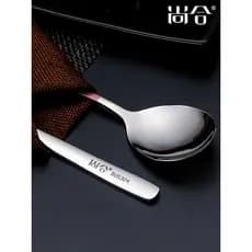 Shanghe estilo coreano doméstico 304 colher de aço inoxidável alça longa colher pequena colher mexendo conjunto talheres