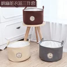 Balde de armazenamento dobrável de linho de algodão doméstico grande roupas sujas Lou brinquedo cesta de armazenamento d