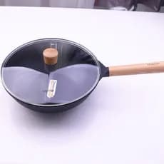 Perda de folga 28cm pequeno wok Lingfeng wok frigideira fogão de indução chinês fogão a gás capa de vidro Anti-escaldant
