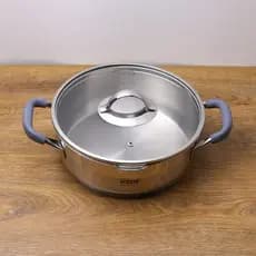 Panela quente de aço inoxidável 304, frigideira, panela de sopa, fundo composto, desvio de 24cm