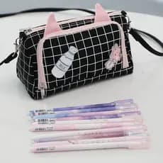 Bolsa de papelaria Estojo de lápis de grande capacidade para meninas japonesas Alunos do ensino médio Simples e fofo Cai