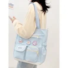 Bolsa de lona feminina bolsa de ombro mensageiro grande capacidade bolsa de estudante bolsa de ensino trabalho Commuter