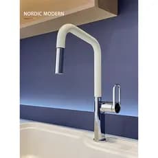 Dopamina em forma de U todo-cobre torneira da cozinha Pull-Out barra rotativa pia lavatório doméstico torneira quente e