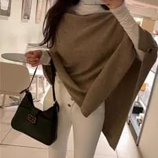 Outono inverno novo estilo Design camisola de caxemira feminino xale exterior em camadas Irregular estilo ocidental esti