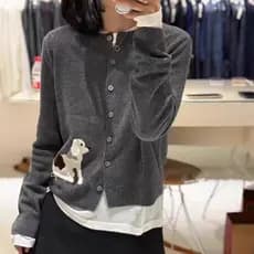 Outono inverno novo estilo em torno do pescoço lã Cardigan feminino 100 camisola de lã dos desenhos animados filhote de