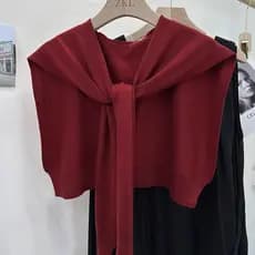 Encore vermelho listrado malha pequeno xale primavera outono novo estilo All-Match gola falsa colete redução de idade sa