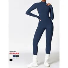Primavera verão estilo fino de secagem rápida uma peça aérea Yoga Wear de manga comprida Fitness esportes meia-calça de