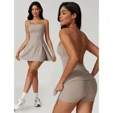 Com almofada no peito vestido esportivo anti-reflexo estilingue de golfe bela volta Yoga tênis integrado anti-reflexo pe