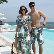 2024 novo estilo casal maiô terno suporte de aço reunião feminino maiô masculino praia Shorts praia maiô viagem férias