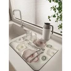 Almofada de drenagem de cozinha de alta aparência bancada absorvente almofada Diatom lama limpável sem enxágue 3d tridim