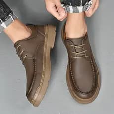 Estação europeia sapatos de couro de dedo grande couro genuíno sola macia sapatos casuais de couro masculino estilo brit