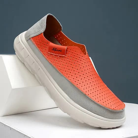 2026 verão novo estilo masculino respirável perfurado mocassins deslizamento em sapatos sola macia Anti-deslizamento sap
