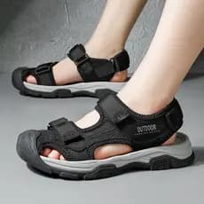 2026 novo estilo sandálias de couro genuíno masculino verão respirável antiderrapante sapatos de praia leve sola macia e