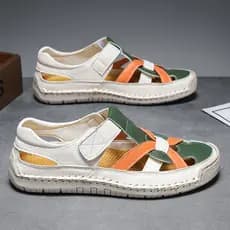 2026 verão novo estilo sapatos masculinos na moda Baotou sapatos de praia sandálias de couro respirável casal sapatos ca