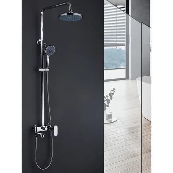 Conjunto de aspersor de chuveiro simples, quente e frio, todo em cobre, montado na parede, aspersor de chuva, cabeça de