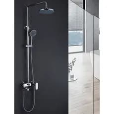 Conjunto de aspersor de chuveiro simples, quente e frio, todo em cobre, montado na parede, aspersor de chuva, cabeça de