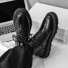 Ins Martin botas masculinas estilo britânico couro genuíno macacão de corte médio aumentando botas curtas motocicleta es
