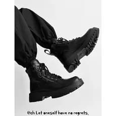 Martin botas masculinas estilo britânico de sola grossa elevada locomotiva frita rua ferramentas botas zíper preto casal