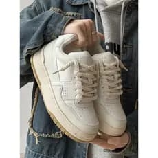 Altura interna 7cm tênis masculino feminino nacional na moda nicho sujo trançado pão sapatos de sola grossa casal Casual
