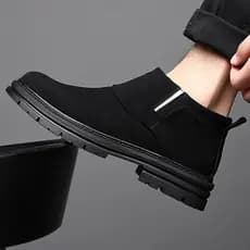 Chelsea botas masculinas Martin botas outono inverno velo-velo quente estilo britânico botas curtas botas de camurça Mid