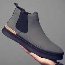 Sapatos masculinos outono inverno novo estilo de couro genuíno de alta qualidade Chelsea botas casuais velo quente sapat