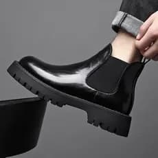 Chelsea botas masculinas 2025 outono inverno meados de corte botas curtas estilo britânico masculino forro de lã preto q