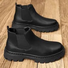 2025 outono inverno novo estilo botas Martin masculinas de cano baixo Chelsea botas de couro genuíno sola grossa aumenta