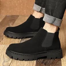 2025 novo estilo masculino Chelsea Martin botas de couro genuíno baixo-Top camurça botas de couro de sola grossa aumenta
