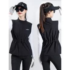 Primavera outono colete feminino de golfe colete sem mangas superior gola alta jaqueta esportiva cintura estreita mais m