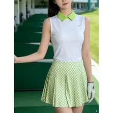 Verão golfe feminino topos saias tênis esportes ao ar livre senhoras ternos roupas saias plissadas elasticidade de secag