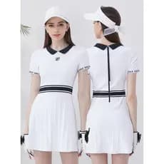 Verão golfe tênis vestido feminino versão coreana magro-ajuste Badminton de manga curta feminino golfe roupas femininas