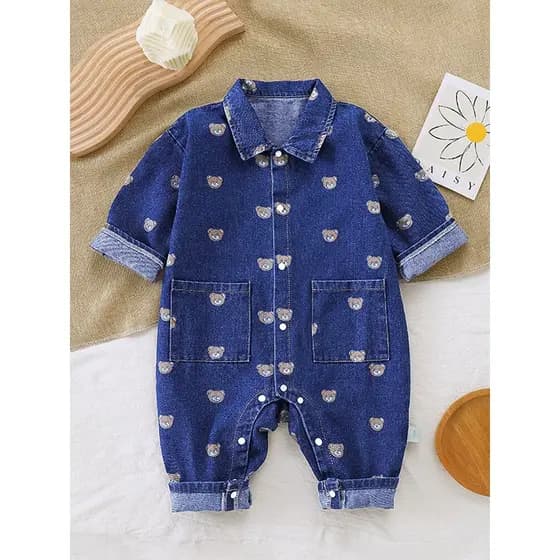 Bebê primavera macacão bebê menina um ano de idade macio Denim macacão bebê primavera macacão exterior usar roupas bonit