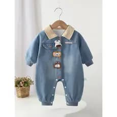 Macacão de bebê primavera outono dupla camada desossada roupas de passeio moda pequena idade mensal roupas de bebê outon