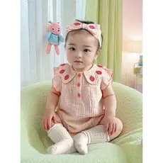 Um ano de idade metade do bebê menina vestido de verão moda 2023 novo estilo de manga curta exterior usar roupas do bebê