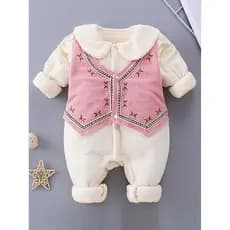 Super moda roupas de bebê outono inverno algodão princesa macacão exterior Wear bebê menina inverno macacão fino algodão