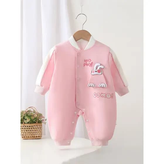 Pequeno mês de idade bebê outono roupas dupla camada desossado macacão do bebê primavera outono bebê menina uniforme bei